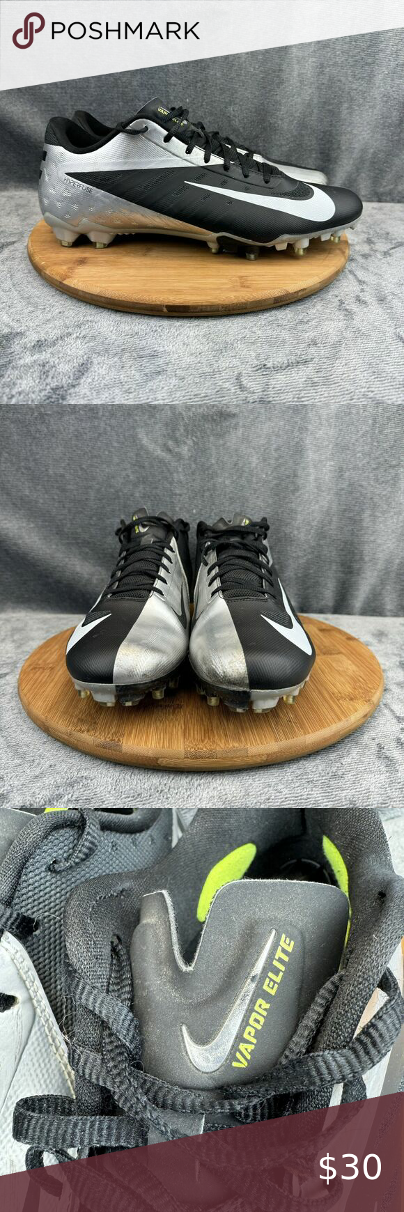 Nike Mens Vapor Talon Elite 500068 010 Black Chrome Soccer Cleats Shoe Dimension 13