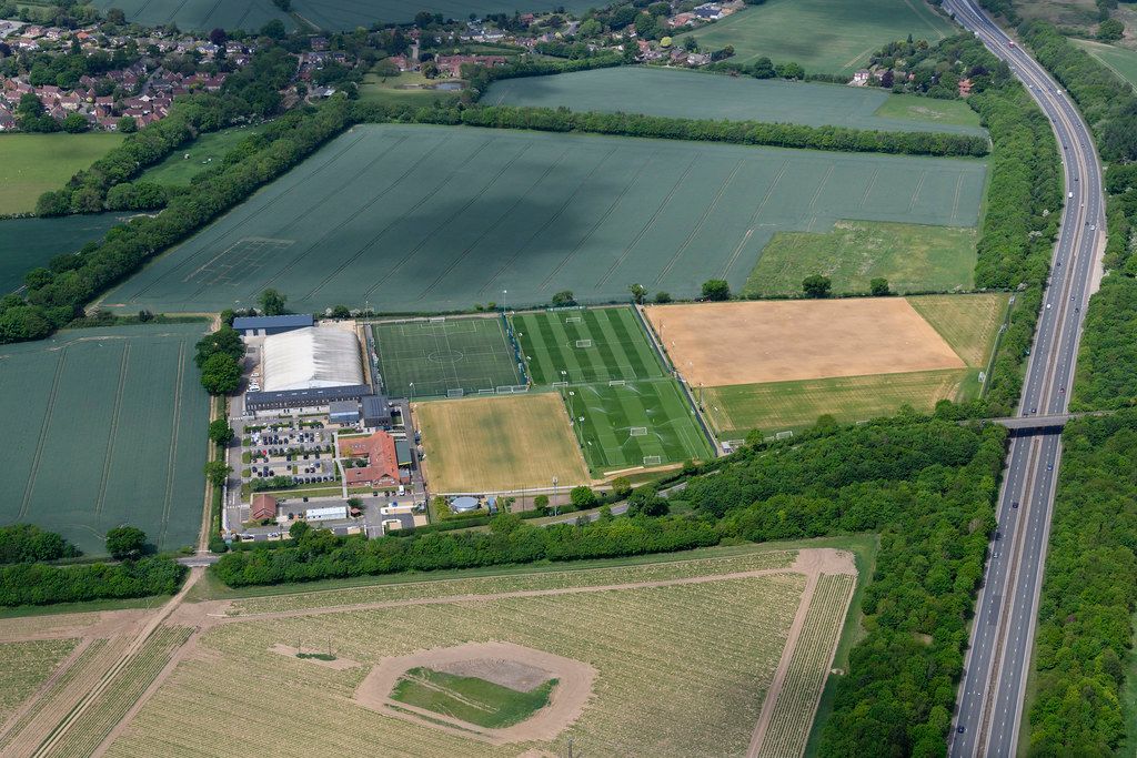 Aerial picture: Norwich FC Colney coaching floor … or … Lotus Coaching Centre – Norwich Metropolis Soccer Membership Academy