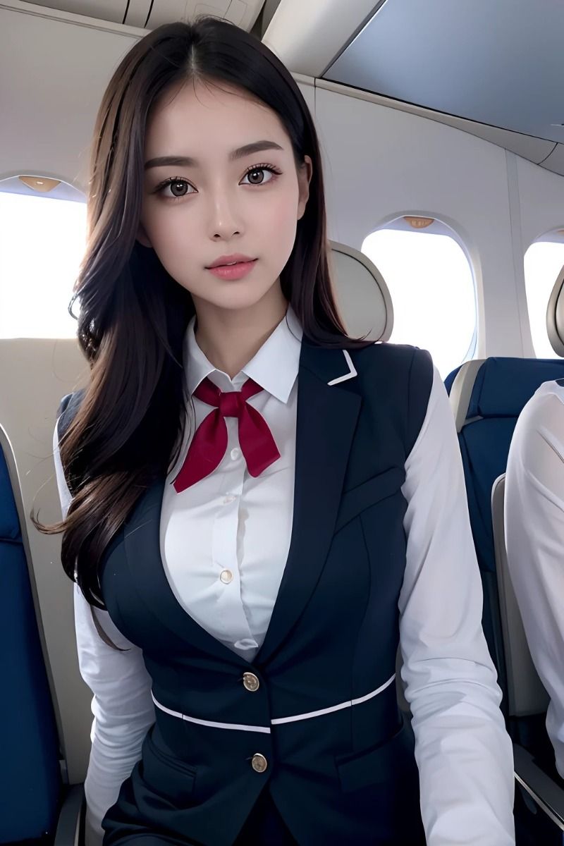 Stunning woman, flight attendant