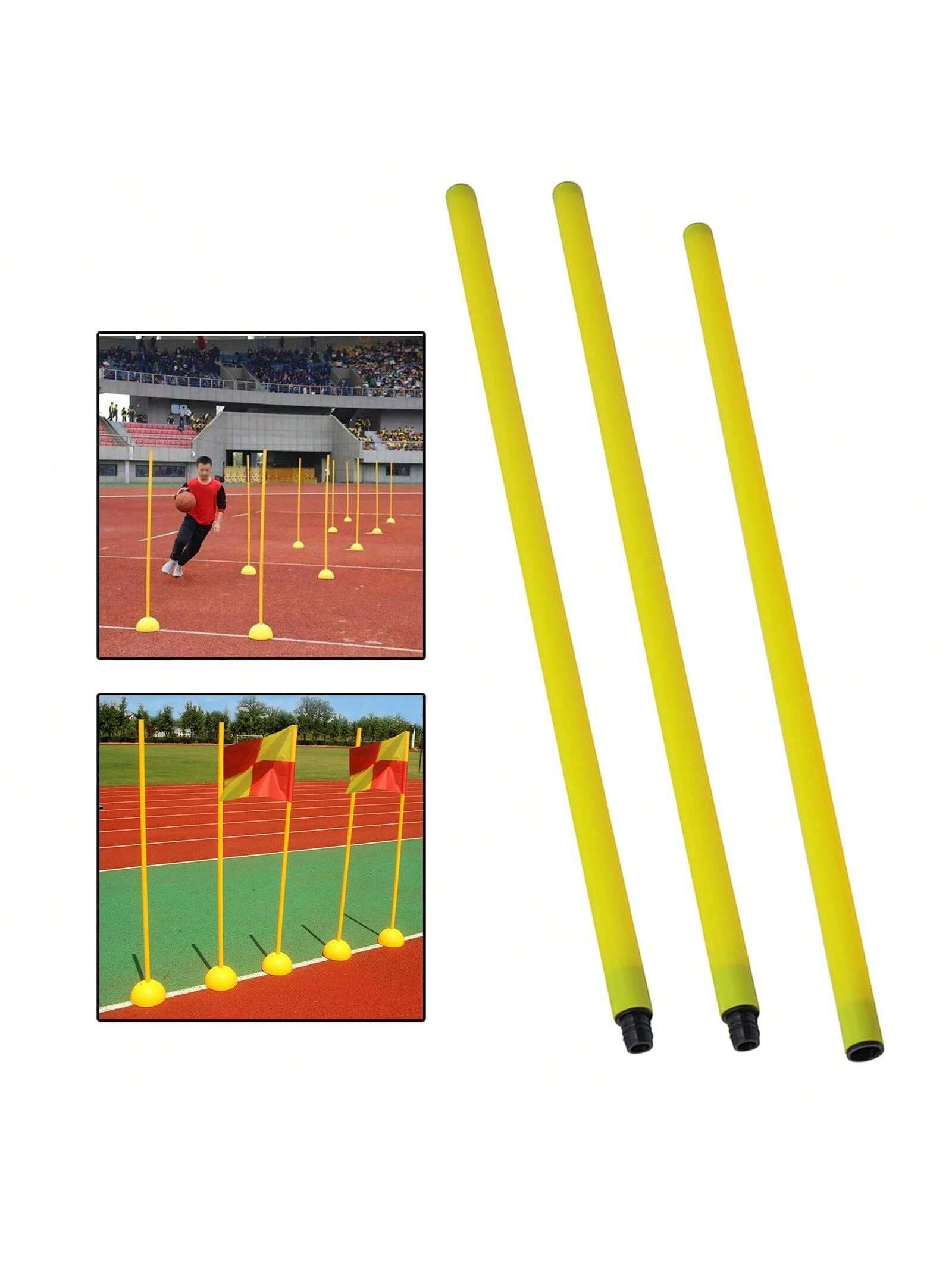 3pcs Ball Agility Coaching Tools Set, Together with Soccer & Basketball Brand Poles, Soccer Nook Flags, Impediment Poles, 1.5m 3-Part Pole (3pcs Of 50cm)