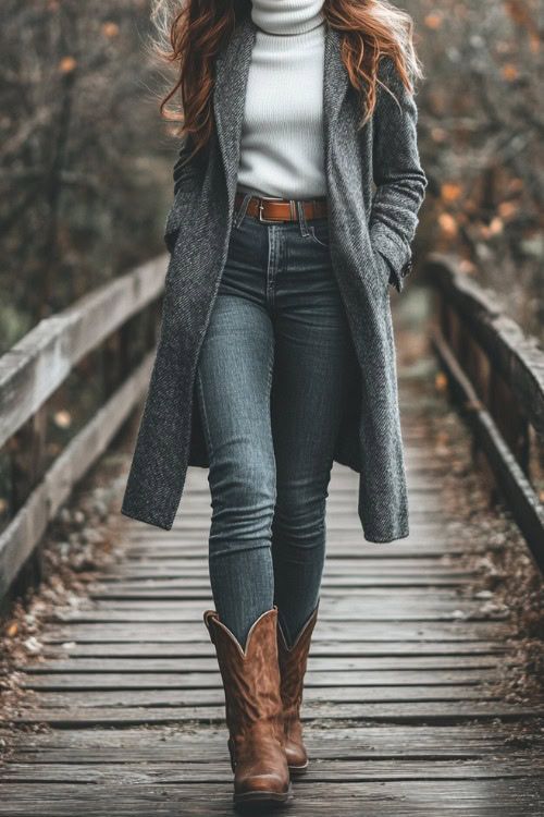 120+ Cowboy Boots Outfits for Winter: Heat Up Your Fashion Recreation