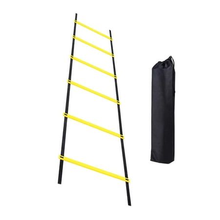 Agility Ladder Soccer Pace Coaching Tools Basketball Soccer Improves Coordination Pace Ladder with Carry Bag for Volleyball Residence Fitness center 300cm 6 Sections, Black