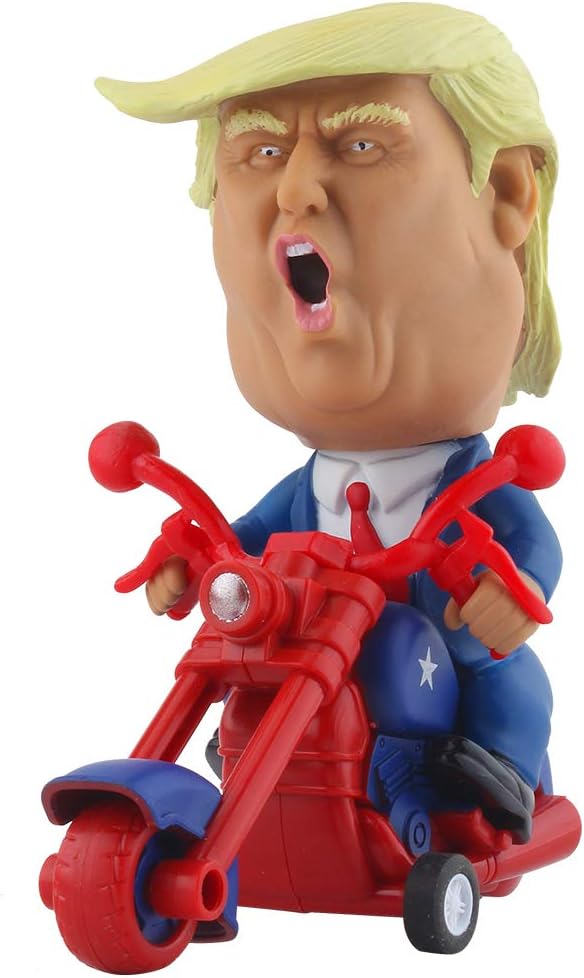 DINOBROS President Donald Trump 2024 Toy Figure Riding Motorcycle Funny Rev Up Car Novelty Gag Gift for Trump Fans