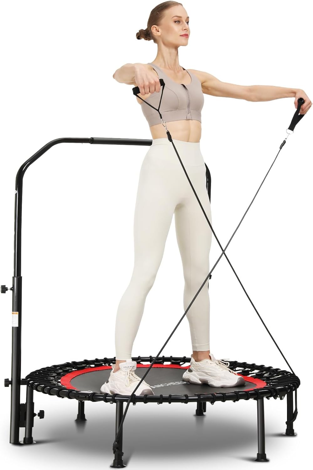 ANCHEER Mini Exercise Trampoline Foldable 40″ Adjustable Trampoline Rebounder, Fitness Trampoline with Handle for Indoor/Garden/Workout Cardio, Max Load 450lbs