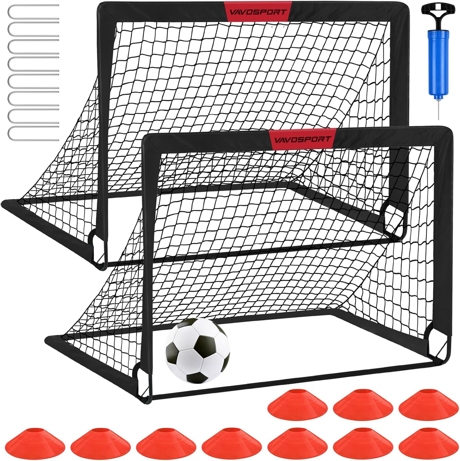 Kids Soccer Goals for Backyard Set – 2 of 4′ x 3′ Portable Soccer Goal Training Equipment, Pop Up Toddler Soccer Net with Soccer Ball, Soccer Set for Kids and Youth Games, Sports