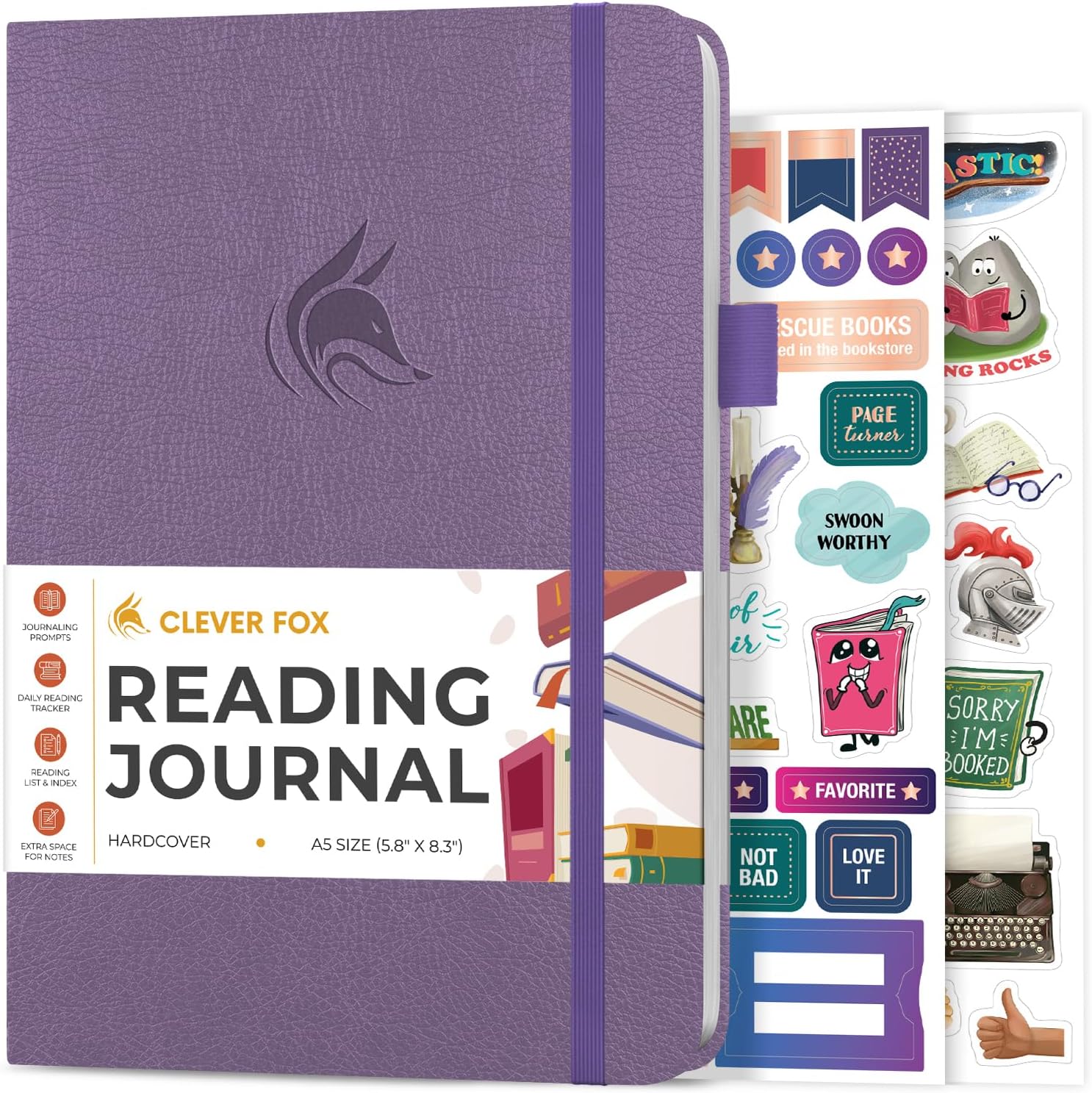 Clever Fox Reading Journal – Guided Book Review Log with Reading Tracker – Gift Book Accessories for Reading Lover – Book Tracking Journal for Kids & Adults – A5 Size, 5.8”x8.3” (Lavender)