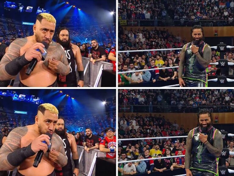 Jimmy Uso and Solo Sikoa break character on WWE Smackdown