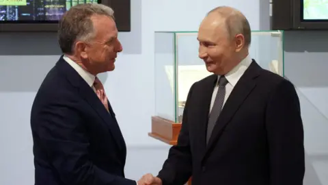 Reuters US special envoy Steve Witkoff shakes hands with Russian President Vladimir Putin at the Presidential Library in St Petersburg
