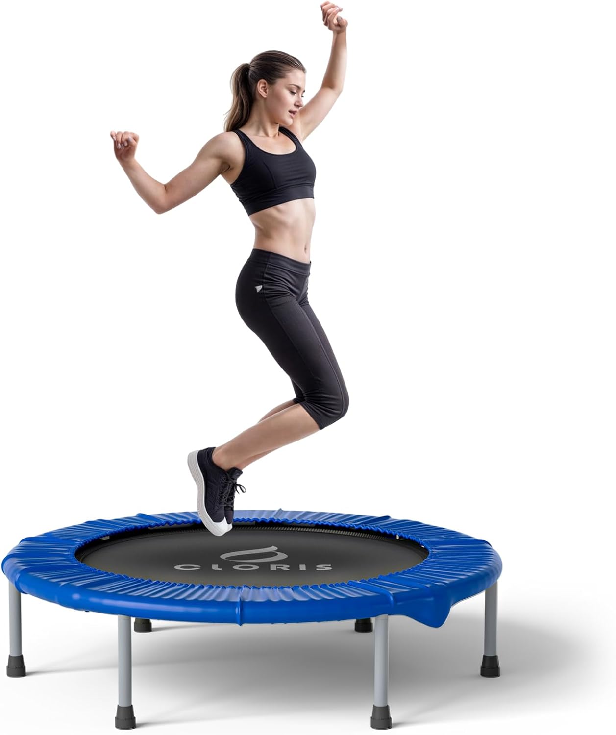 CLORIS 36” Foldable Fitness Trampoline – Max Load 170lbs, Rebounder with Adjustable Foam Handle Indoor/Outdoor Fitness Body Exercise