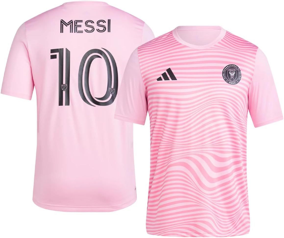 adidas Lionel Messi Inter Miami CF #10 Men’s Player Name & Number Performance Shirt (Pink, Medium)