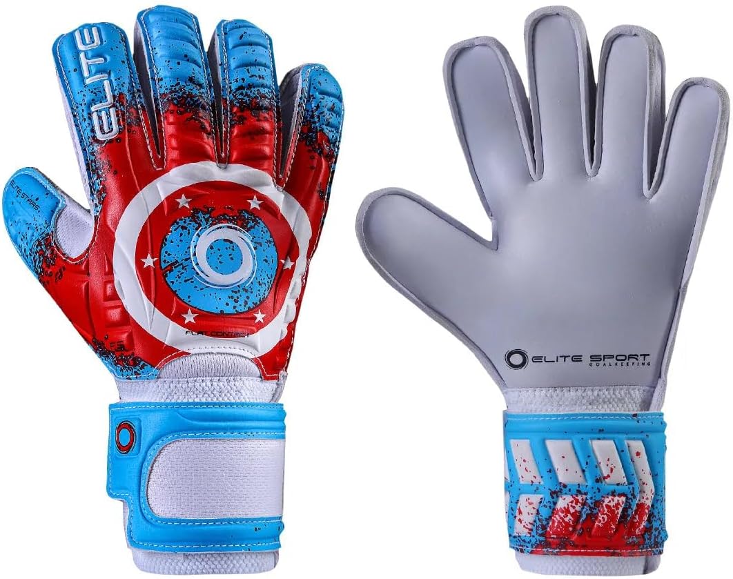 Elite Sport Goalkeeper Soccer Gloves Size 4 Blue/red/White