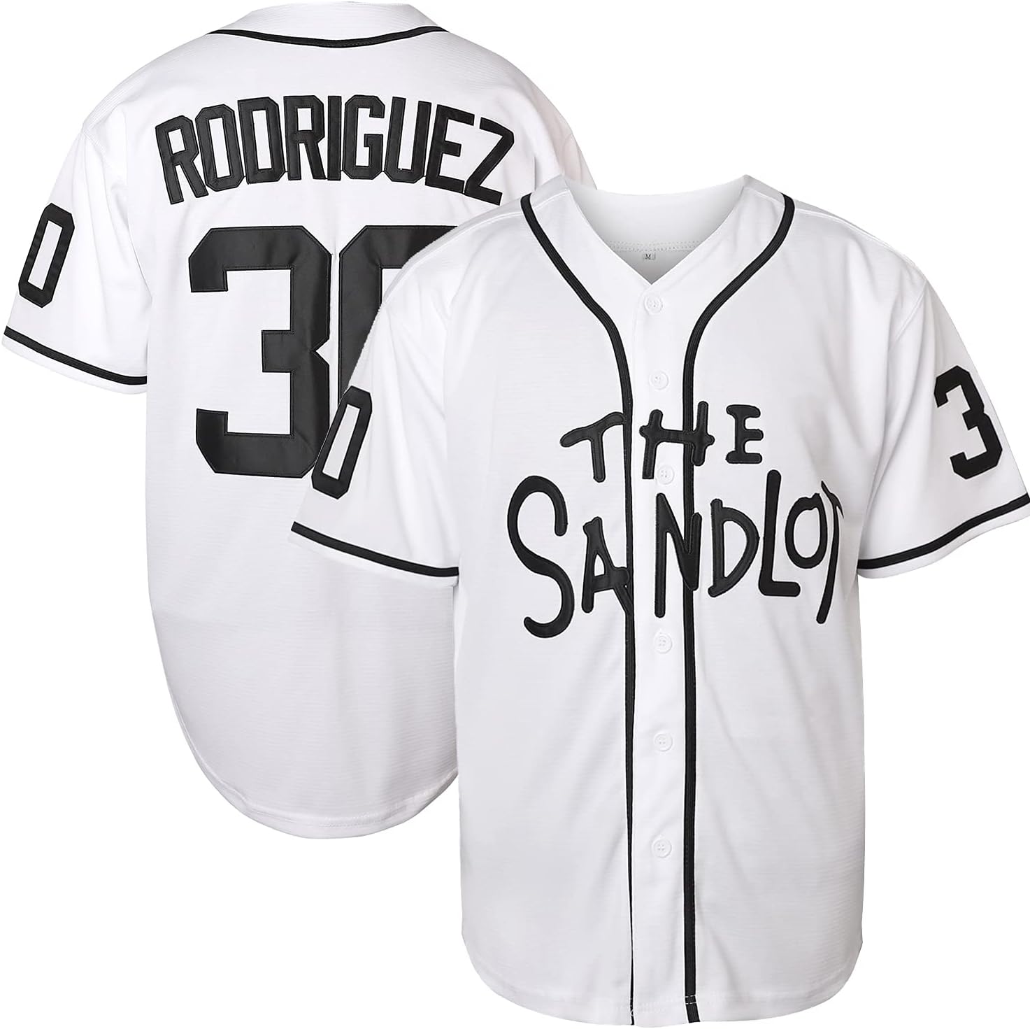 Benny ‘The Jet’ Rodriguez 30 The Sandlot Bel Air Short Sleeve Squints Yeah-Yeah Baseball Jersey