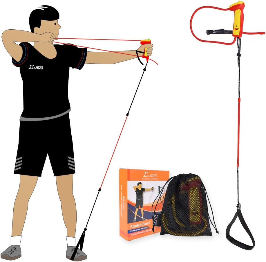 Elong Archery Bow Trainer Draw Training Aid Device Strength Stretch Band Exerciser for Recurve Bow Compound Shooting Kids Adults Beginner Experts