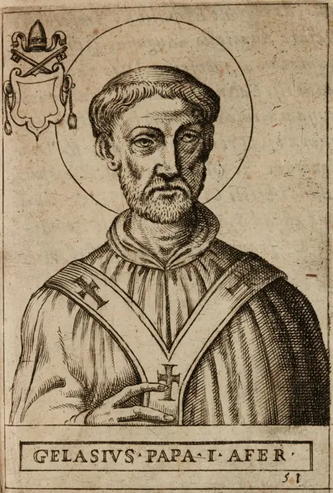 Getty Images A drawing of Pope Gelasius I.