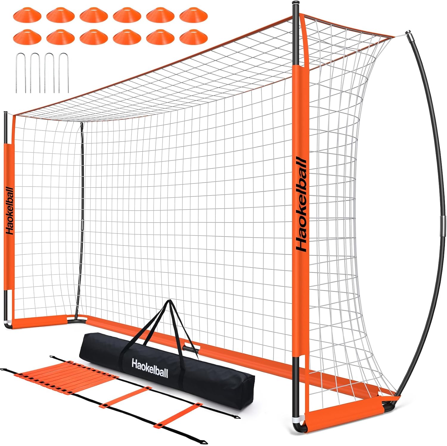 Soccer Goal Net Portable Soccer Goals for Backyard with Upgraded Goal Posts, Full Size Soccer Net, Agility Ladder and 12 Soccer Cones