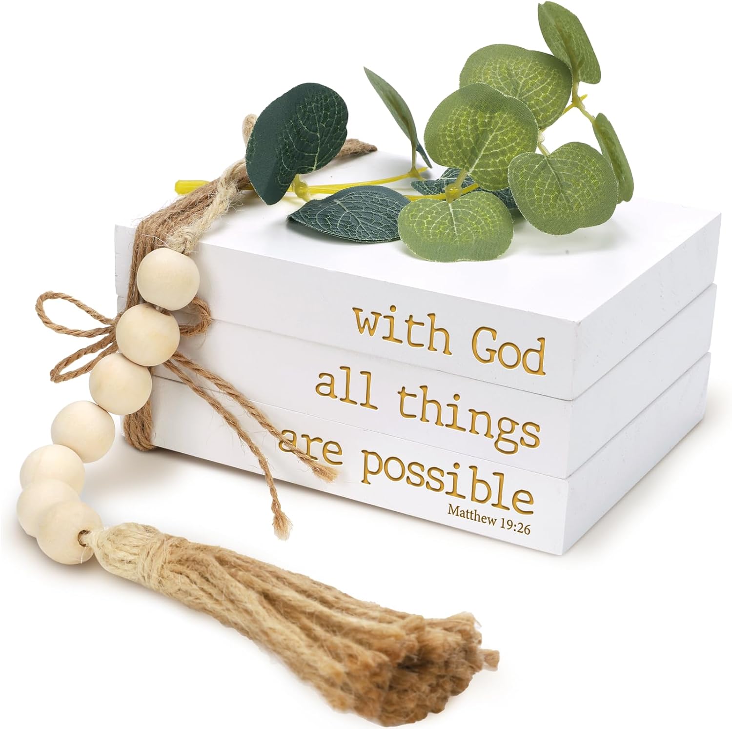 Mini Decorative Coffee Table Books – Set of 3 Faux Books for Decoration, Living Room, Entryway, Bookshelf, Inspirational Christian Gifts