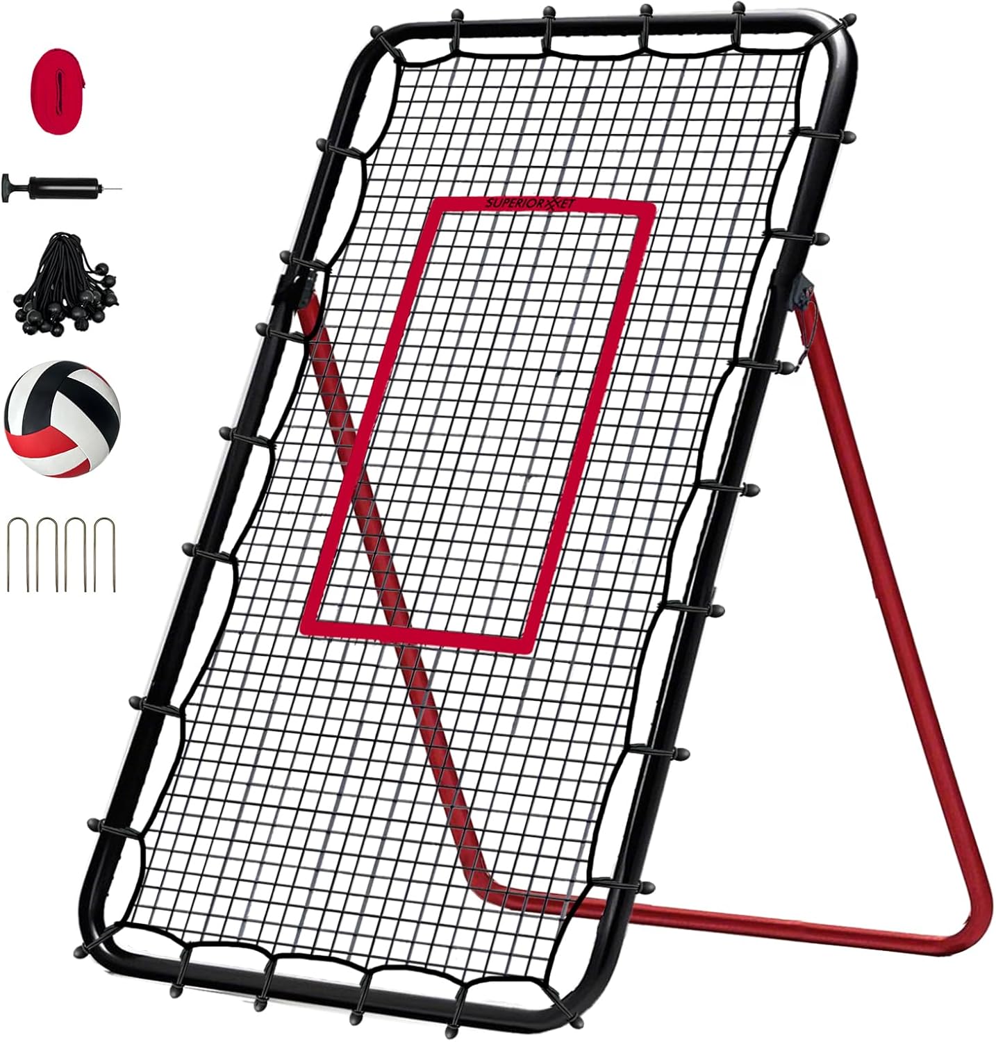 4x7FT Volleyball Rebounder,Volleyball Bounce Back Net with 5 Adjustable Angles,Volleyball Training Equipment for Backyard