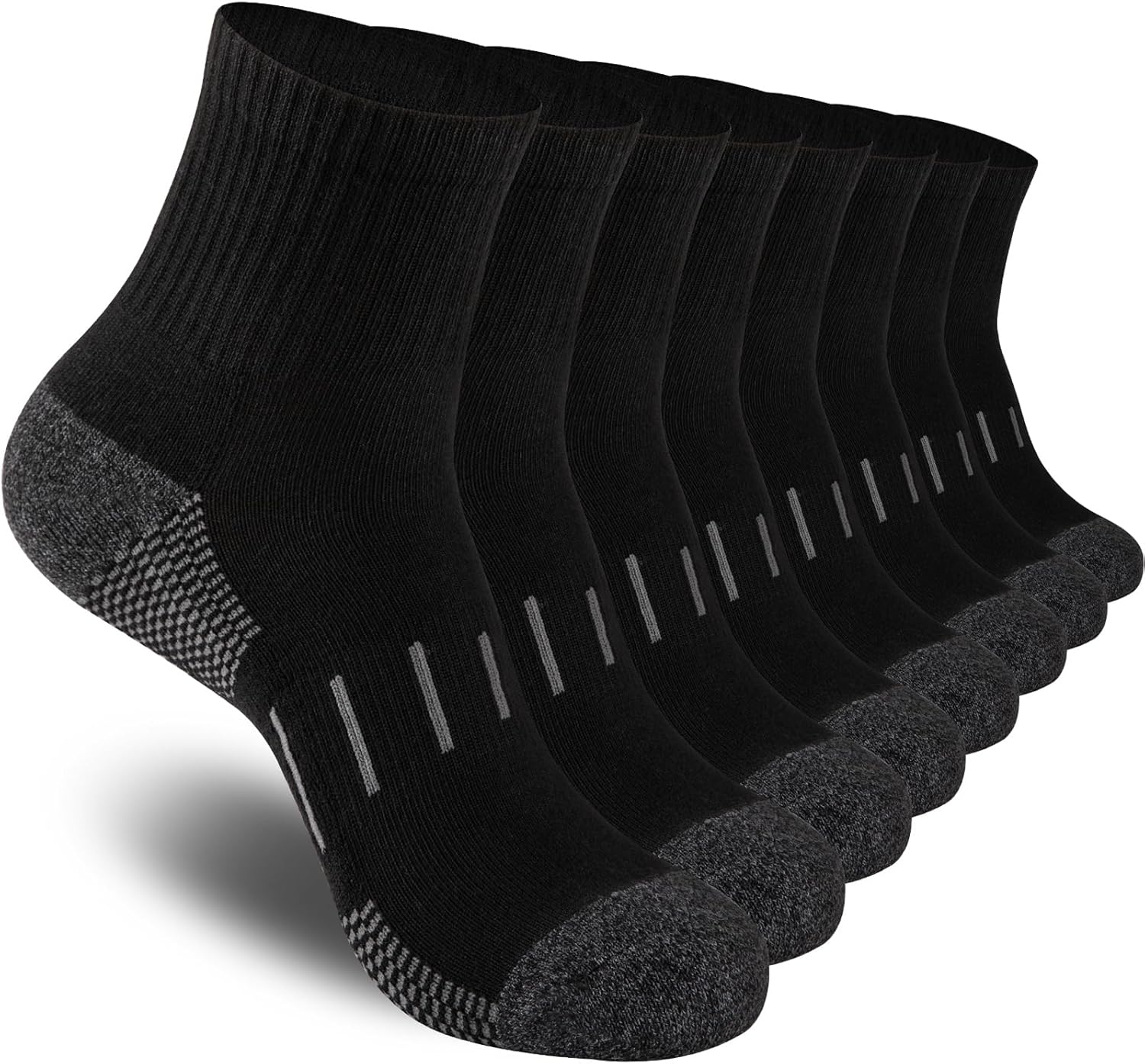 Heatuff Men’s Ankle Athletic Socks Quarter Cushion Moisture Wicking Running Sports Work Socks(8 Pairs)