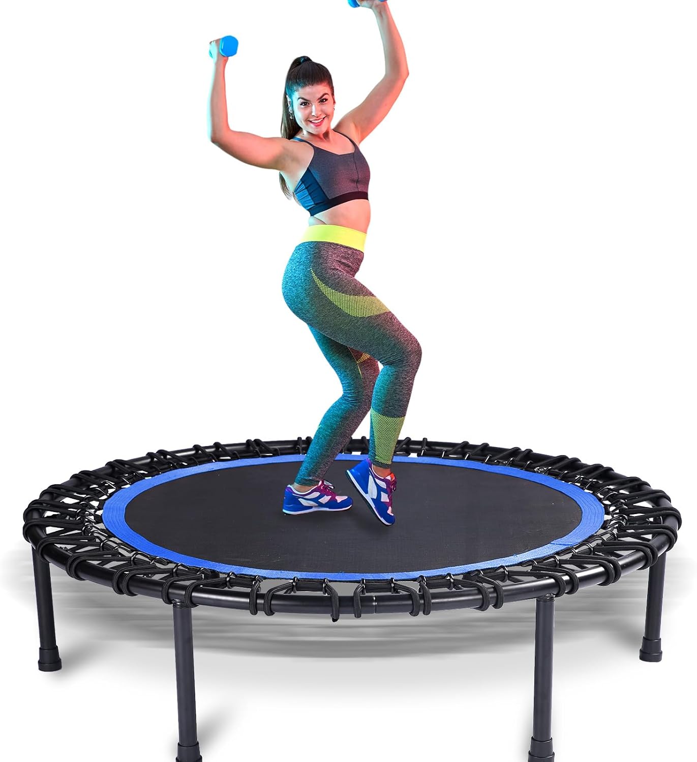 Mini Fitness Trampoline with Bungees – Stable & Quiet Rebounder for Adults, Perfect for Indoor & Outdoor Workouts