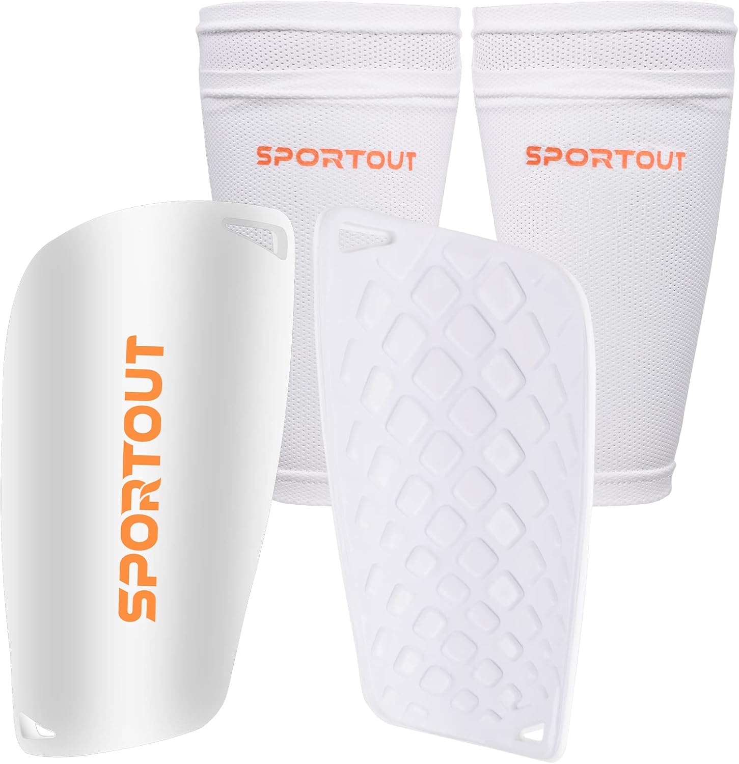 Sportout Soccer Shin Guards – Shin Guards Soccer Kids Youth Adult Protective Shin Pads with Sleeves and Insert Pocket for Boys Girls for Age 4-6, 6-8, 8-10,10-12,12-14,14-Adult