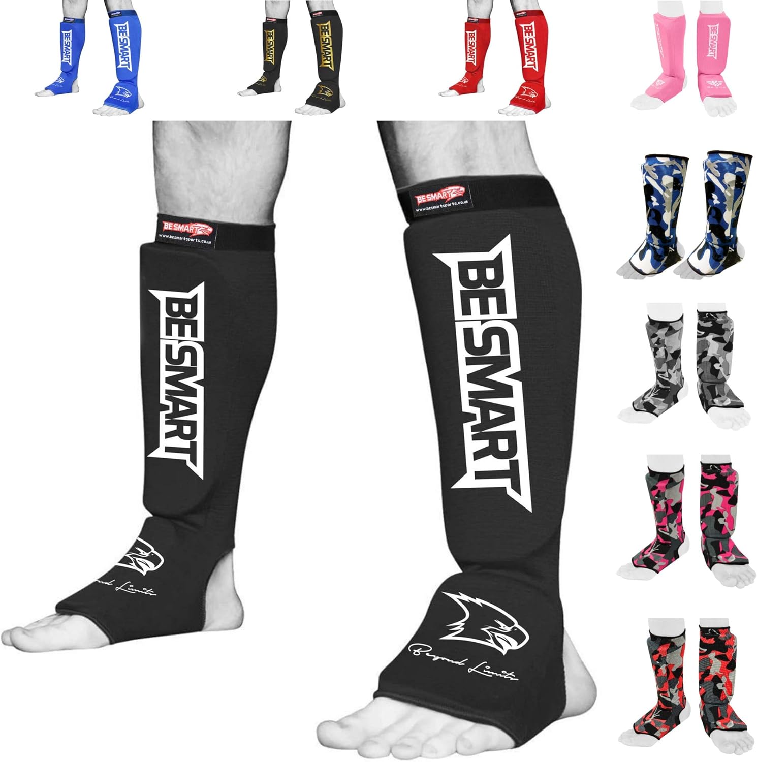 Kids Shin Instep Pads MMA Leg Foot Guards Muay Thai Kick Boxing Guard Protector (Black, XXXS (3 to 8 Years))