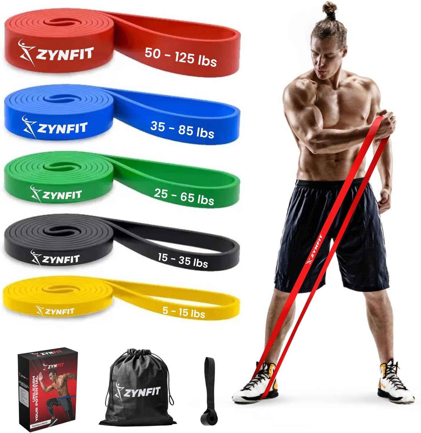 Set of 5 Resistance Bands with Door Anchor, Exercise Bands, Resistance Band for Working Out, Resistance Bands, Pull Up Bands, Stretch Bands for Physical Therapy, Exercise Bands Resistance