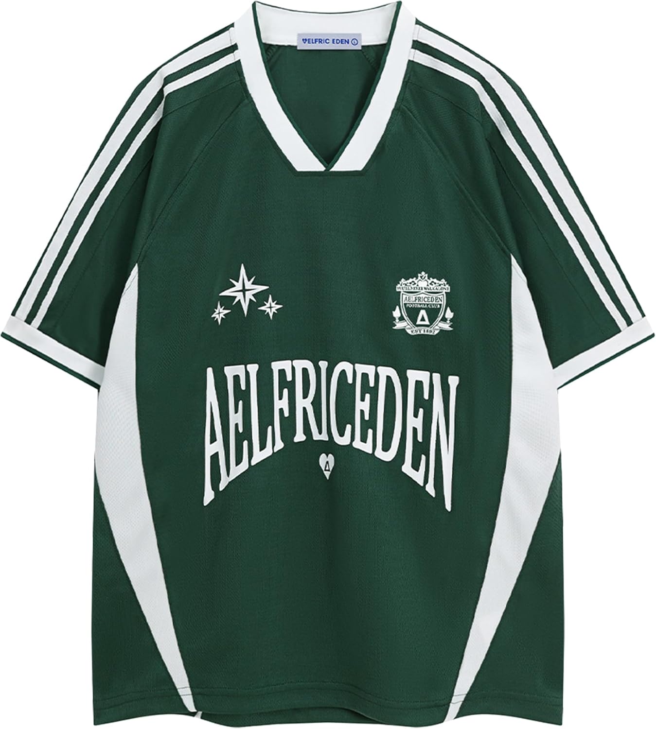 Aelfric Eden Jersey Shirts Women Oversized Mesh V Neck Graphic Tees Y2k Color Block Short Sleeve T Shirt Tops