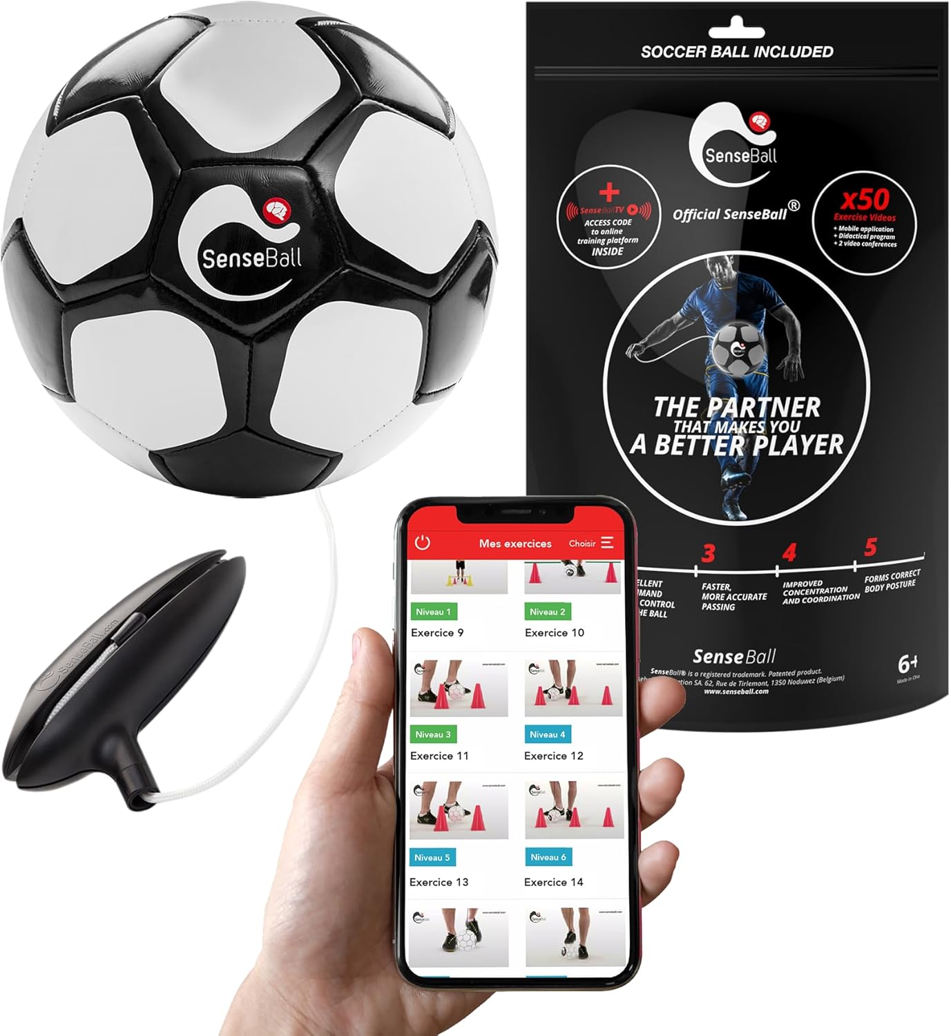 Soccer Ball – Training Gear for Kids & Adults – Improve Skills & Control with 50 Video Exercises & Personal Soccer Coach App