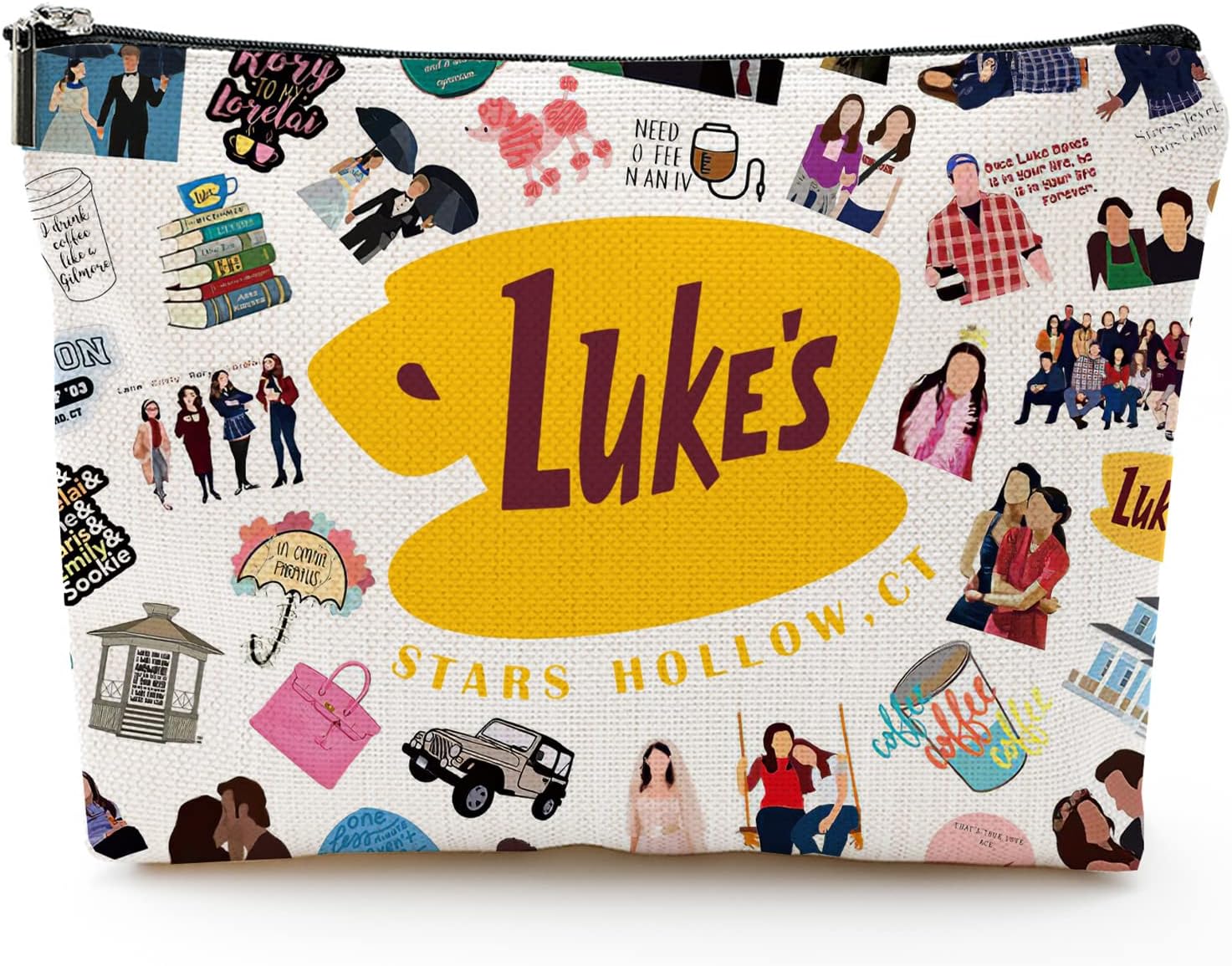 Gilmore Inspired Makeup Bag, Girls Merchandise Fans Gifts, Luker’s Dinner Inspired Gifts for Mom Girl Daughter Sister Friend, Travel Toiletry Makeup Organizer Zipper Pouch
