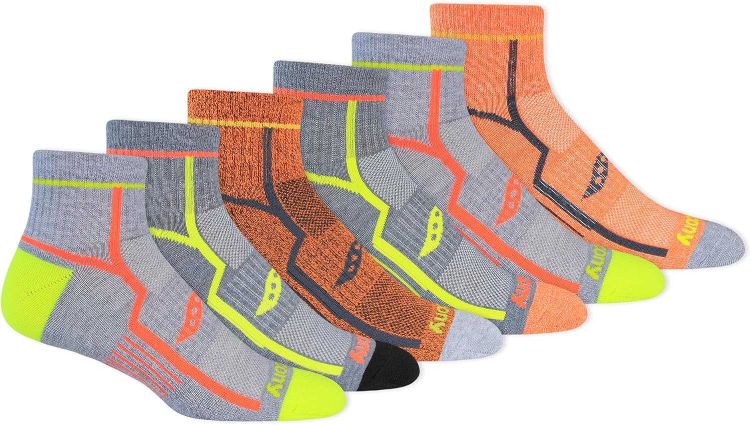 Saucony Men’s RunDry Bolt Performance Quarter Socks, Available in L-XL (6, 12 Pairs)
