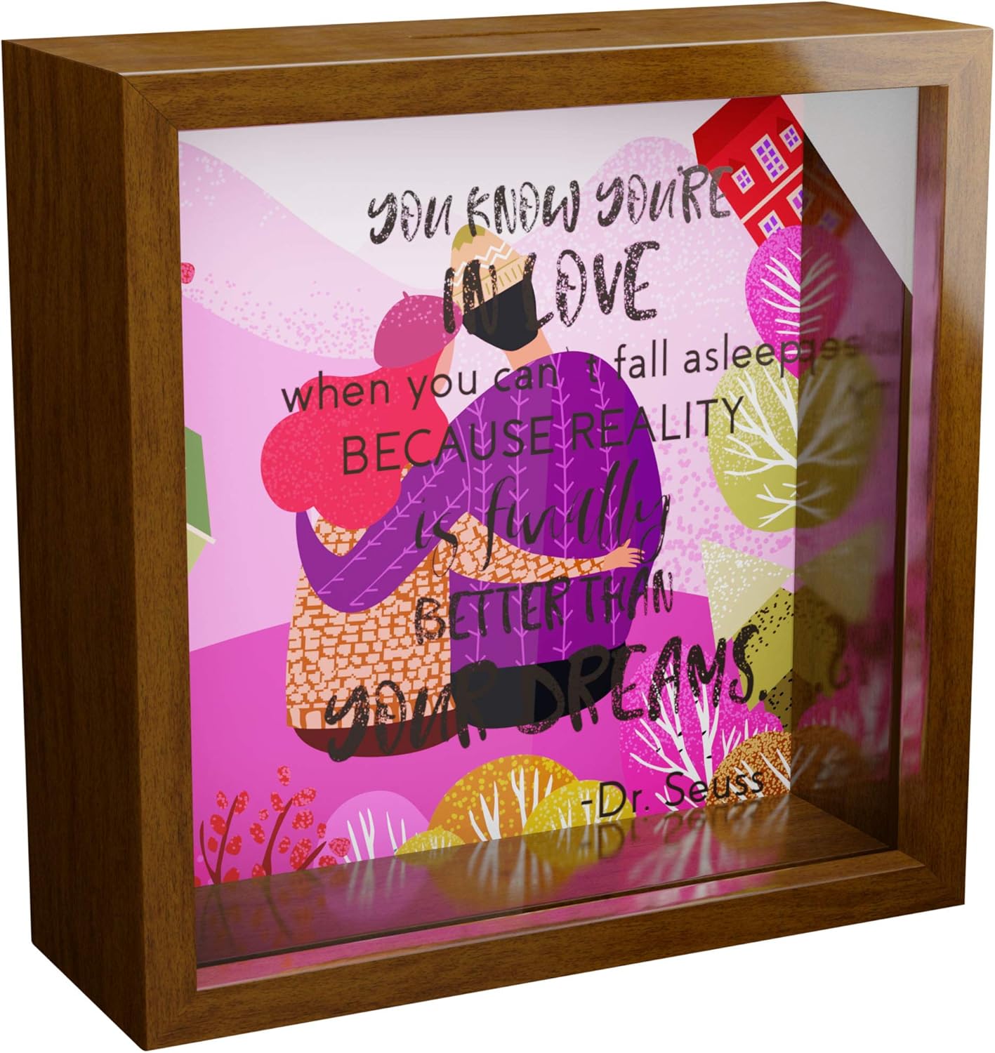 Anniversary Couple Gifts for Him and Her | 6x6x2 Romantic Memorabilia Shadow Box | Cute Love Gifts for Girlfriend and Boyfriend | Engagement Wooden Keepsake Gift | Wedding Gift for Bride and Groom
