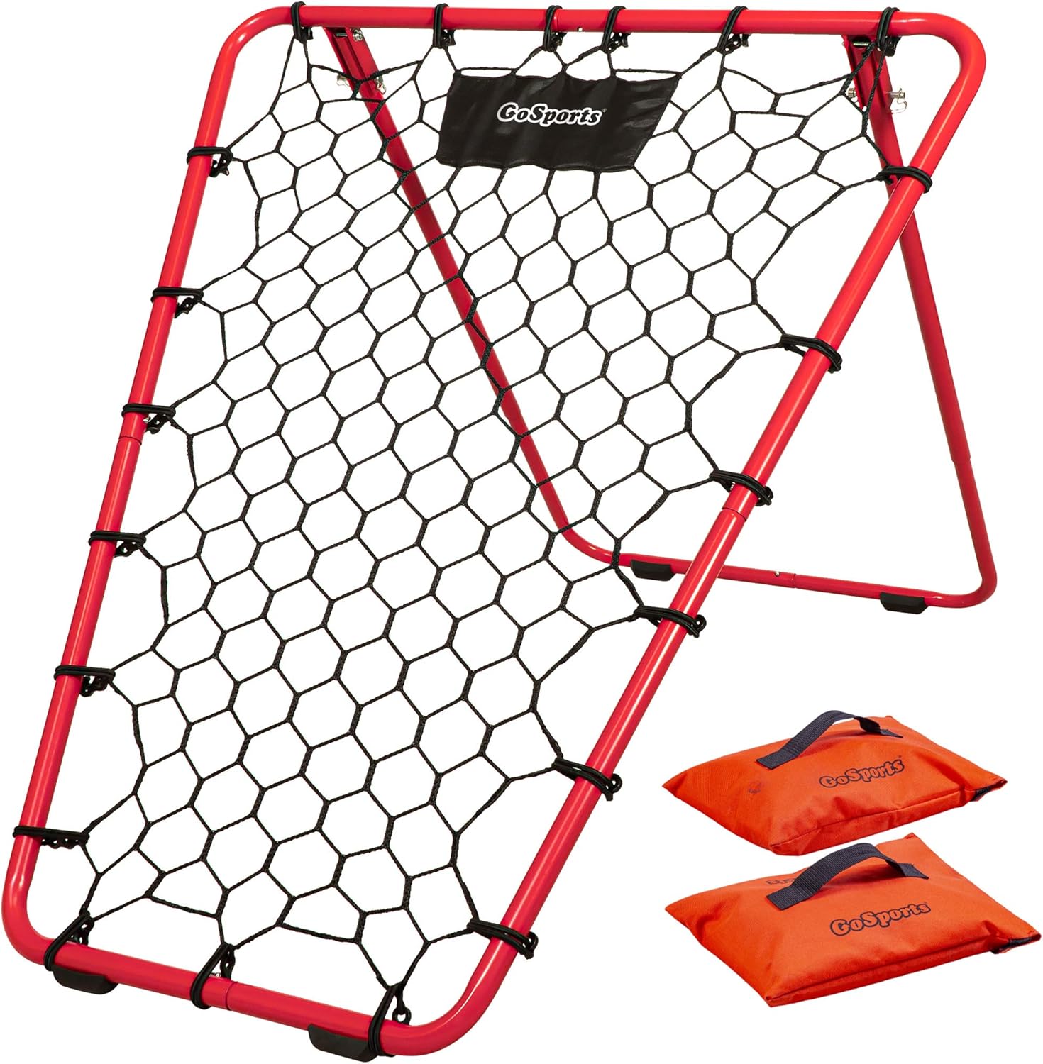 GoSports Basketball Rebounder with Adjustable Frame, Rubber Grip Feet and Sandbags – Portable Passback Training Aid