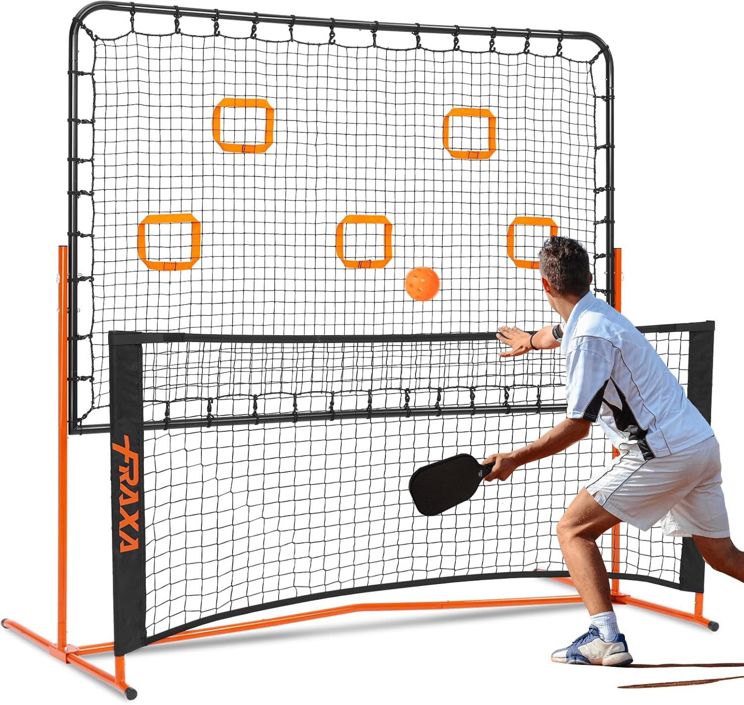 Fraxa Pickleball Rebounder Training Equipment – Pickleball Net for Solo Practice Drives Dinks Volley Accuracy – Portable for Outdoor Driveway Backyard Indoor Garage