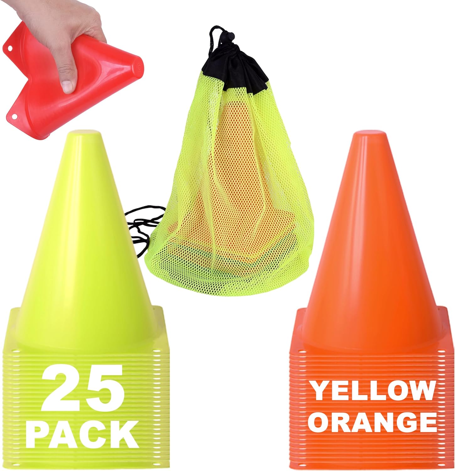 Cones for Sports Training, 7 Inches Tall & Visible, Durable and Easy to Handle Sports Cones, Ideal for All Kinds of Training Cones Activities and Field Practice Sport