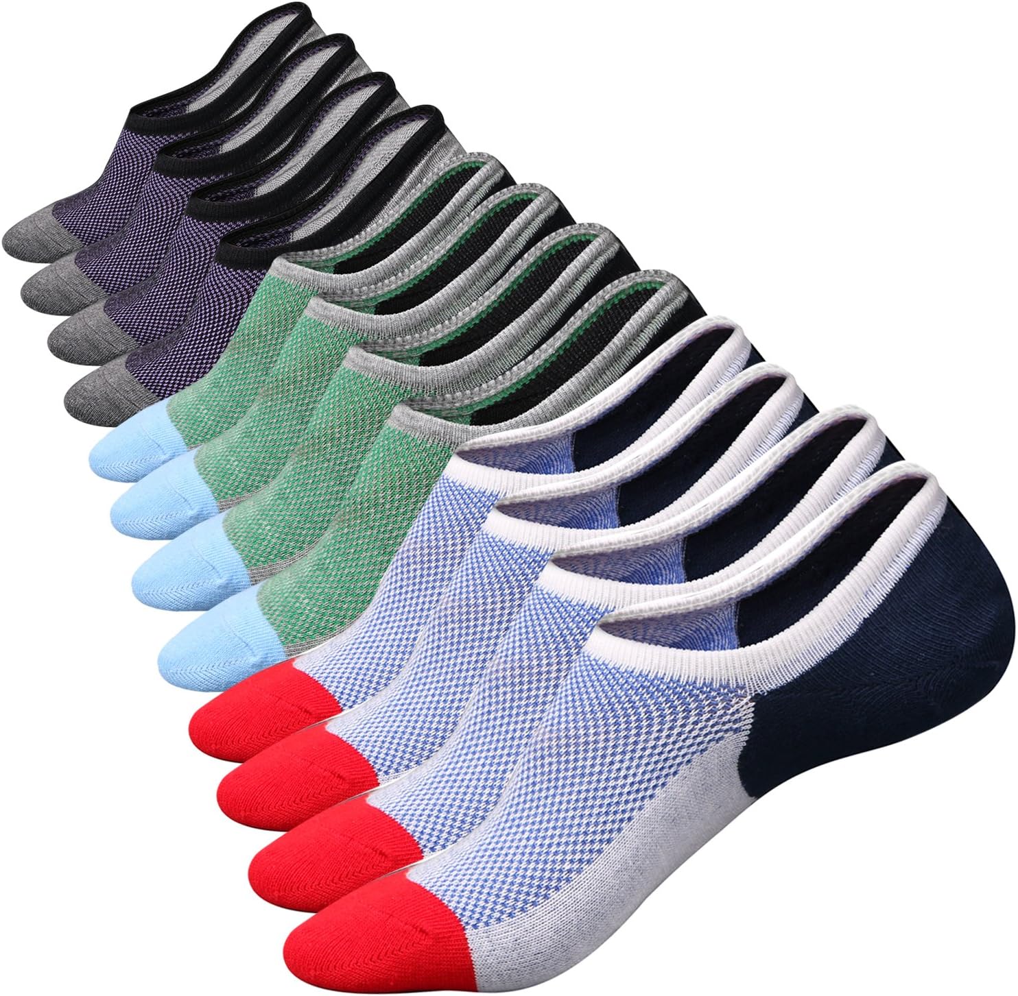 Mottee&Zconia No Show Sock Low Cut Ankle Short Socks for Men Basic Casual Anti-skid Cotton Socks with Non Slip Grips