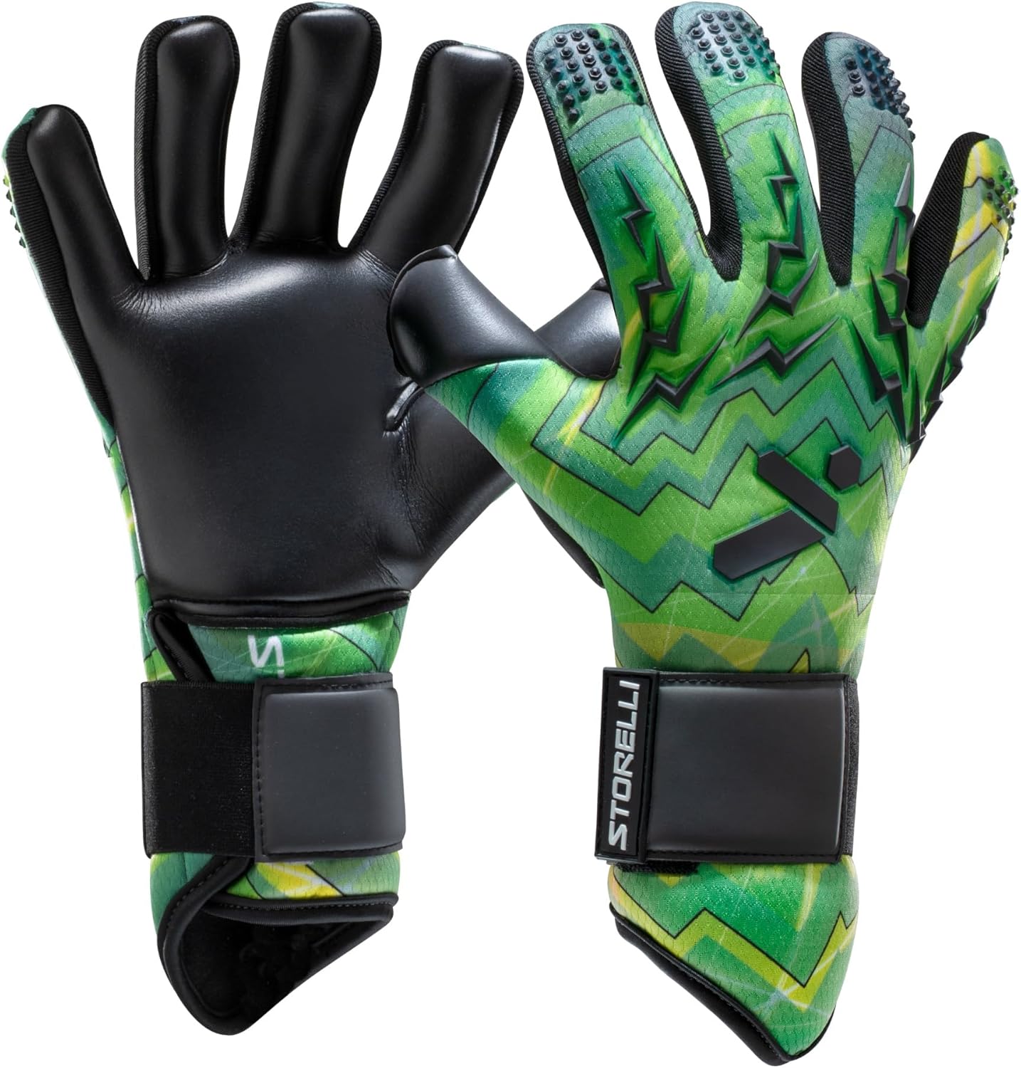 Storelli Lightning Goalkeeper Gloves, High-Impact Hand Protection with 5 Built-in Finger Spines, German New Basic Latex