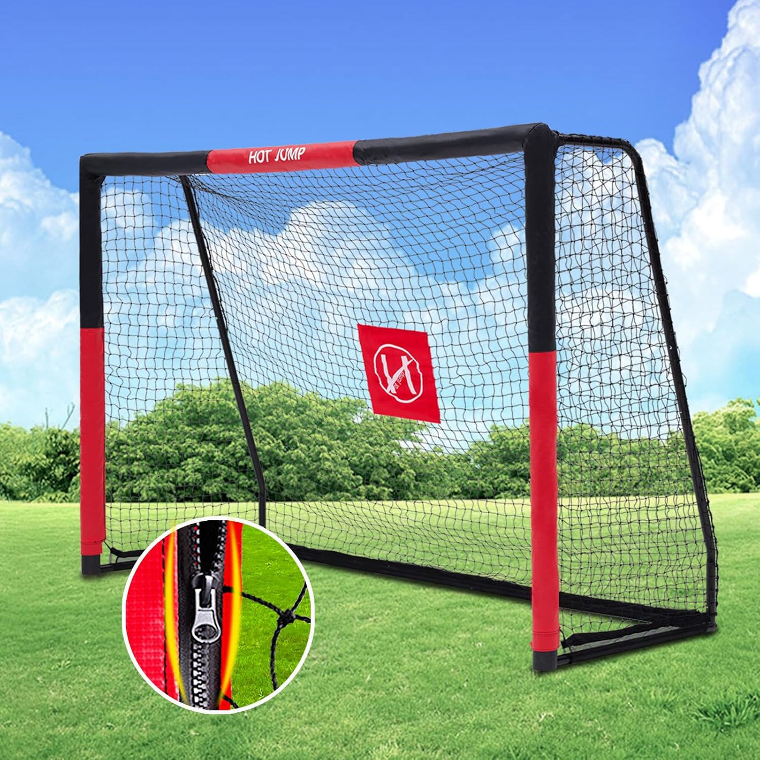 Soccer Goal for Backyard,6×4/8×5/10×6.5/12×6.5ft Metal Soccer, Soccer Goal for Kids 8-12, Soccer net with Zipper Design, Easy Assemble, Weatherproof Foam Padded Goal Post, Adults