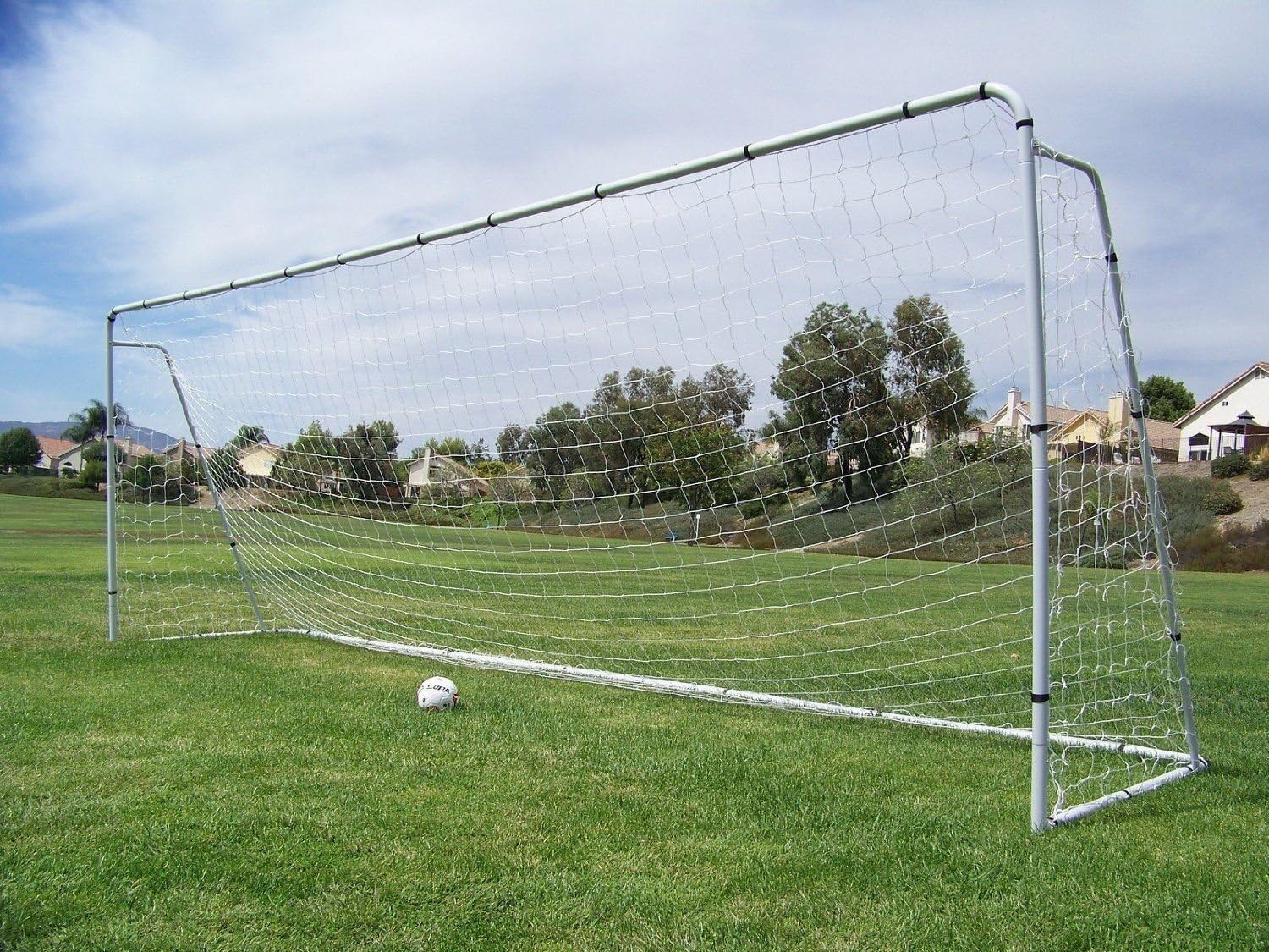 Official Size 24 X 8 X 5 Ft. Steel Soccer Goal. Heavy Duty Frame w/Net. Tournament, Regulation Size. Professional Portable Practice Training Aid. 24 X 8, 24×8(1Net)