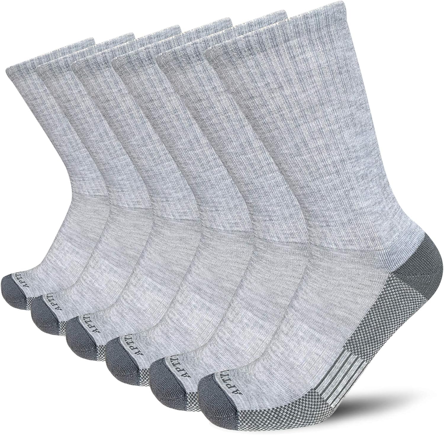 APTYID Men’s Moisture Wicking Cushioned Crew Work Boot Socks (4-6 Pairs)