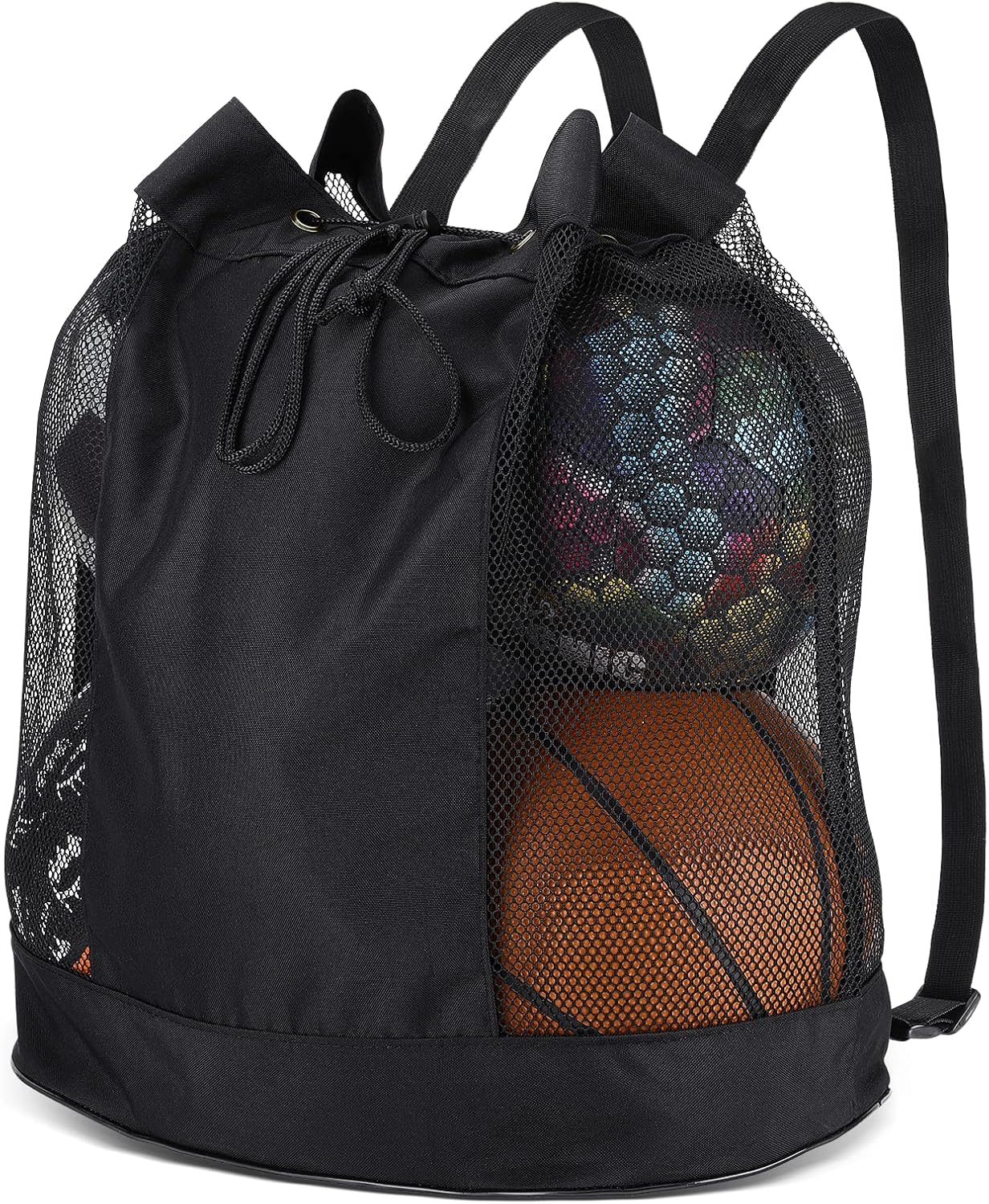 Extra Ball Bag,Large Mesh Equipment Bag Black, Soccer Ball Bag with Adjustable Shoulder Strap,600D Oxford Cloth mesh sports bag for Holding Soccer/Football/Volleyball(Holds 5 Soccer Balls)