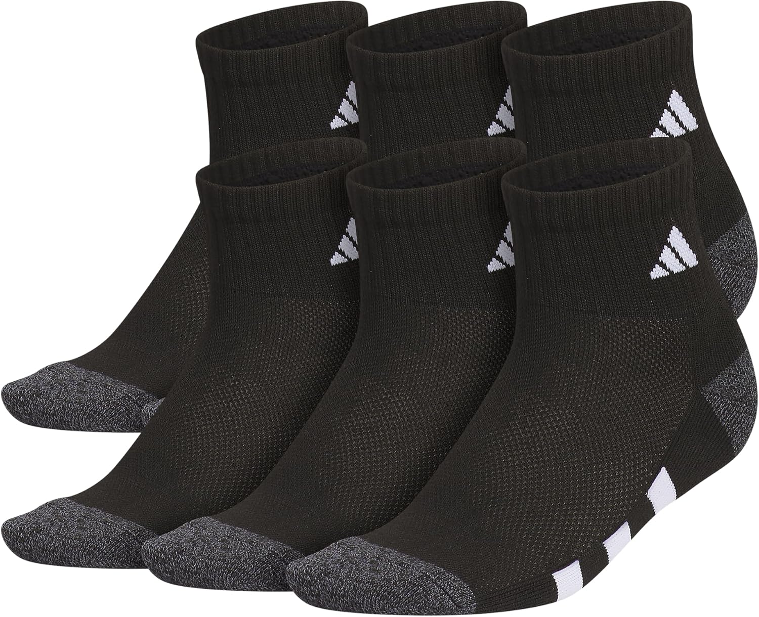 adidas Athletic Cushioned Quarter Socks (6-Pair) for Kids, Boys and Girls, Above The Ankle Fit, Durable Fabric