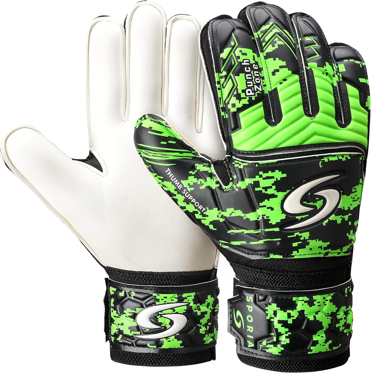 SPORIA Goalie Gloves Adult Youth Goalkeeper Gloves with Removable 5 Finger Saver, Breathable Soccer Goalie Gloves with Strong Wrist Support 4MM Latex Youth Goalie Gloves