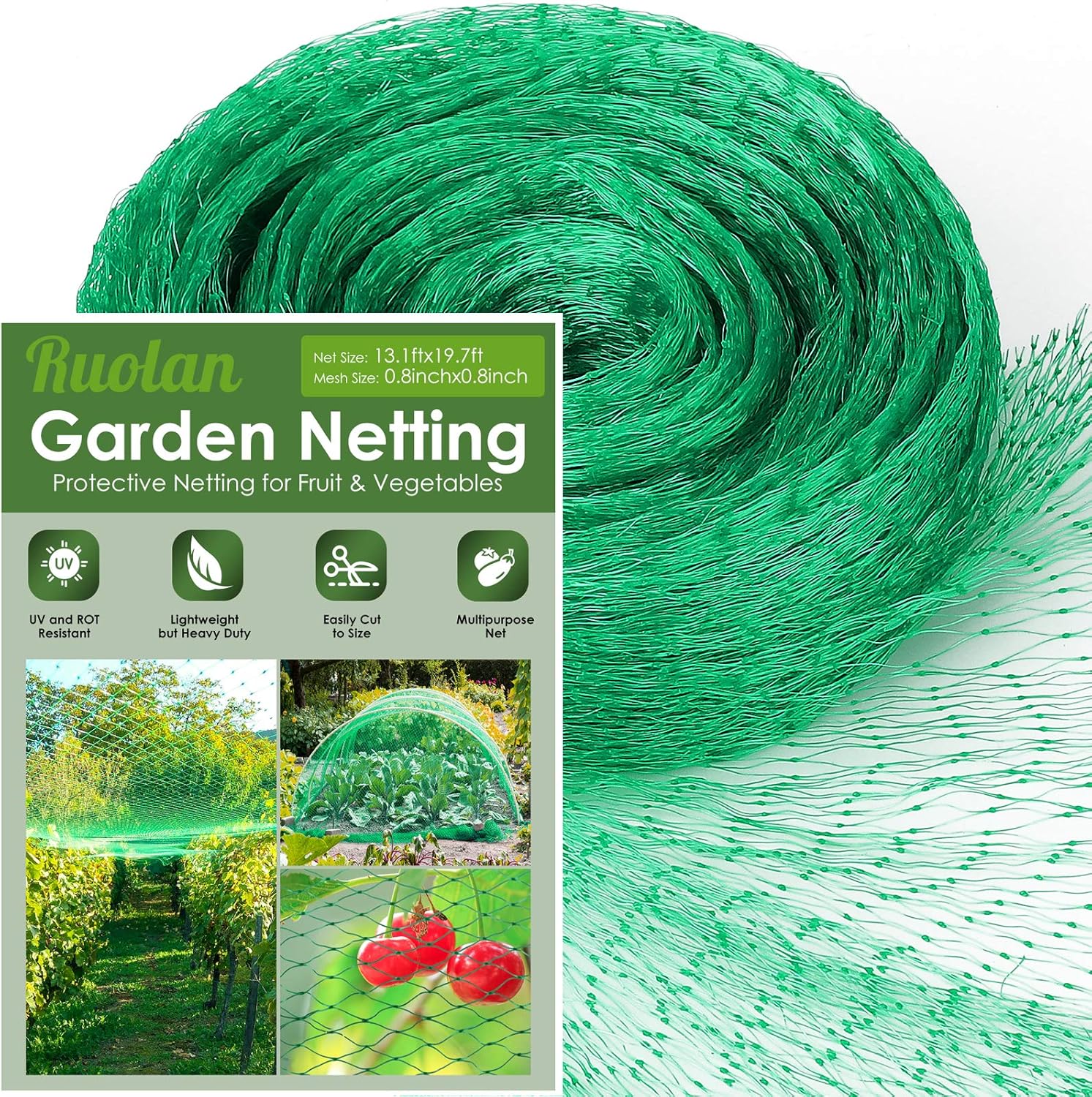 Bird Netting for Garden Protect Vegetable Plants and Fruit Trees13X20Ft,Plastic Trellis Netting for Birds, Deer,Squirrels and Other Animals