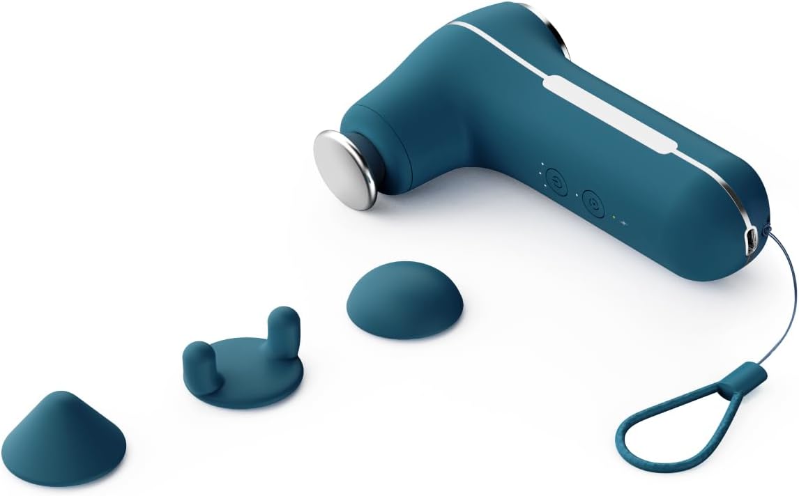 MyoLite Percussion Massage Gun – Deep Tissue Muscle Relief, Quiet & Portable, Cordless with 4 Attachments and Travel Case (Nobol Blue)
