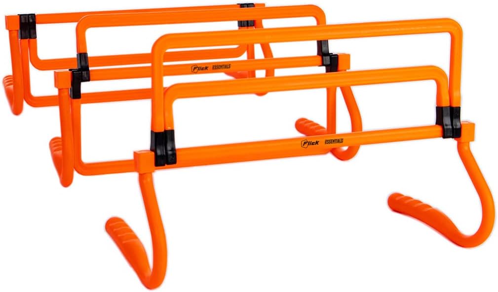 Multi Level Mini Speed and Agility Hurdles – Pack of 3 Orange Height Adjustable Multi Sports Hurdles 6 Inches, 9 Inches and 12 Inches – Light Weight Carry Bag Included.