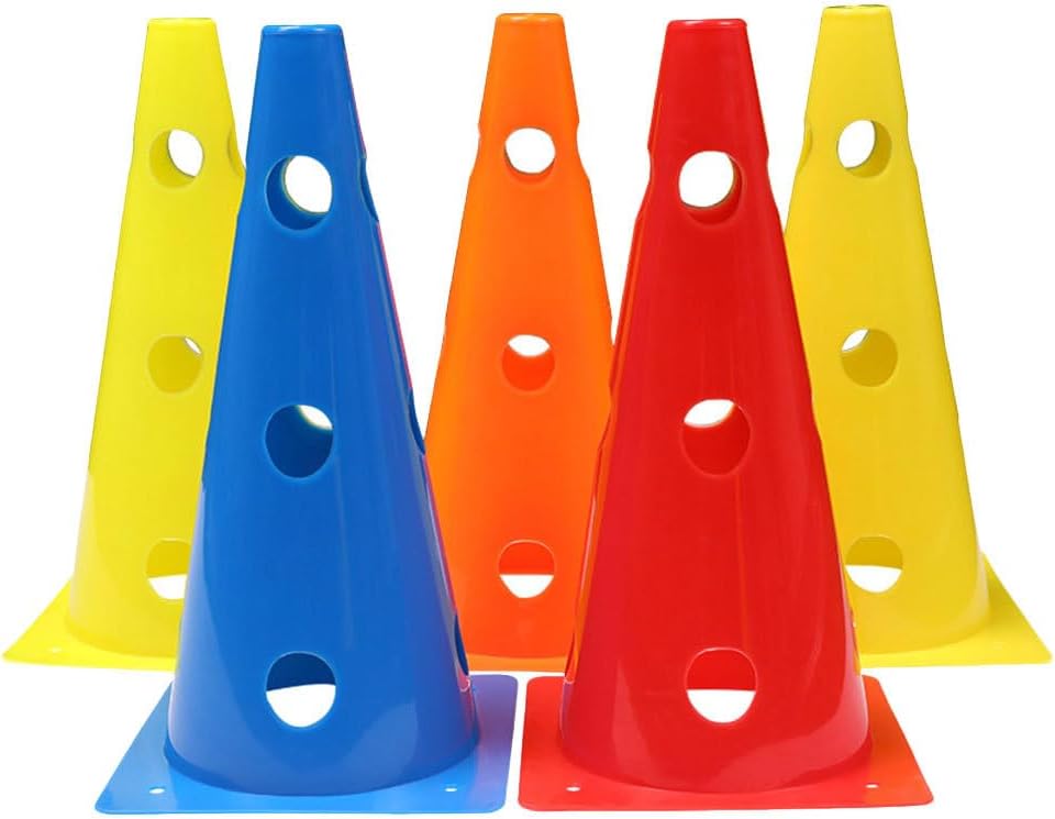 BESPORTBLE 5pcs Plastic Agility Cones Soccer Cones Training Agility Field Marker Cones Colored Marker Cones with Hole for Training, Football Basketball Drills, Activity