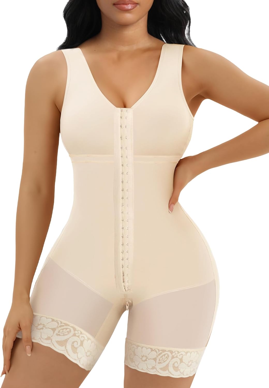 SHAPERX Women’s Fajas Colombianas Tummy Control Shapewear Postpartum Full Body Shaper Butt Lifter Bodysuit (No Padding)