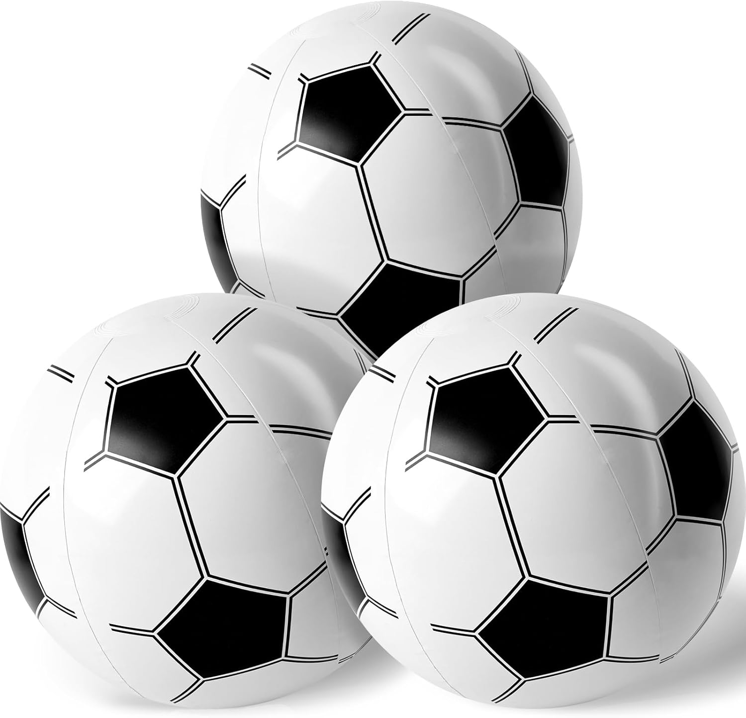 LovesTown 3PCS Inflatable Soccer Balls, 12 Inch Large Beach Balls for Soccer Party Decorations, Pool Party Favors