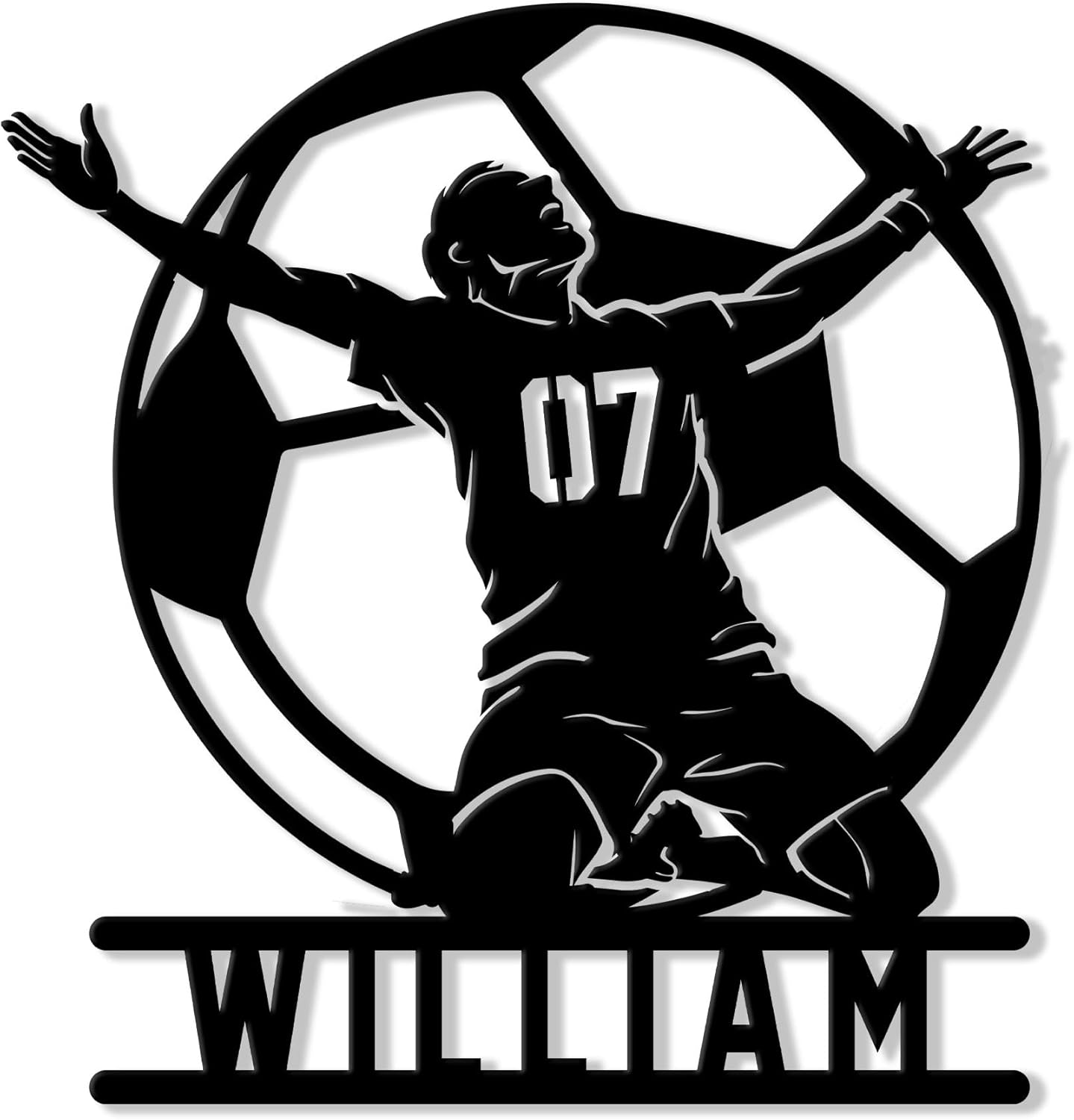 Personalized Soccer Metal Sign, Soccer Player Hanging Sign Outdoor Porch Welcome, Custom Name & Number Wall Fence Yard Patio Home Office Decor – Gift for Boy, Men, Son, Birthday Gift by OhaPrints