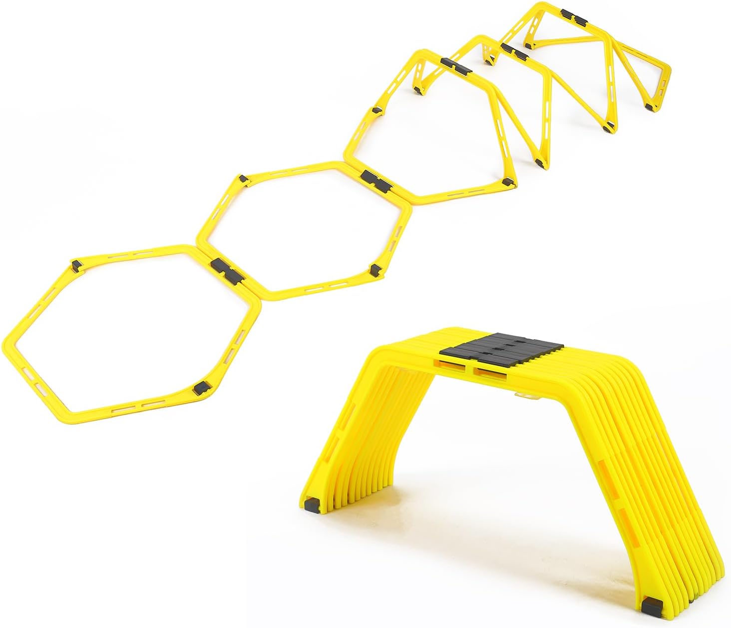 Hex Agility Rings for Speed Training & Agility Footwork Training Speed Hurdles Ladder 12 Rings